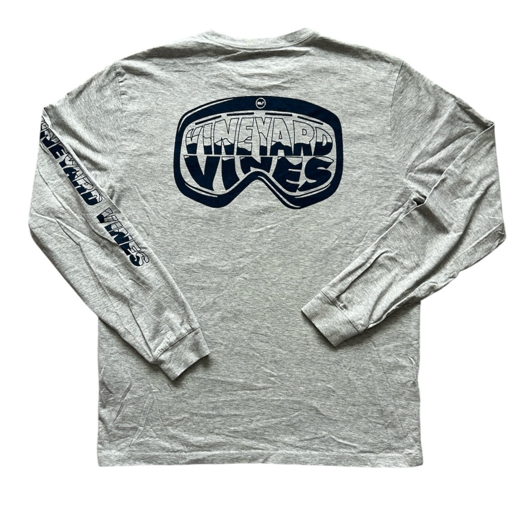 Vineyard Vines Ski Long Sleeve T Shirt Gray Ski Goggles Men Size Large